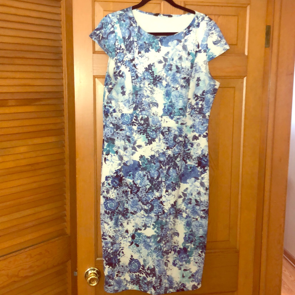 Floral Blue And White Midi Dress